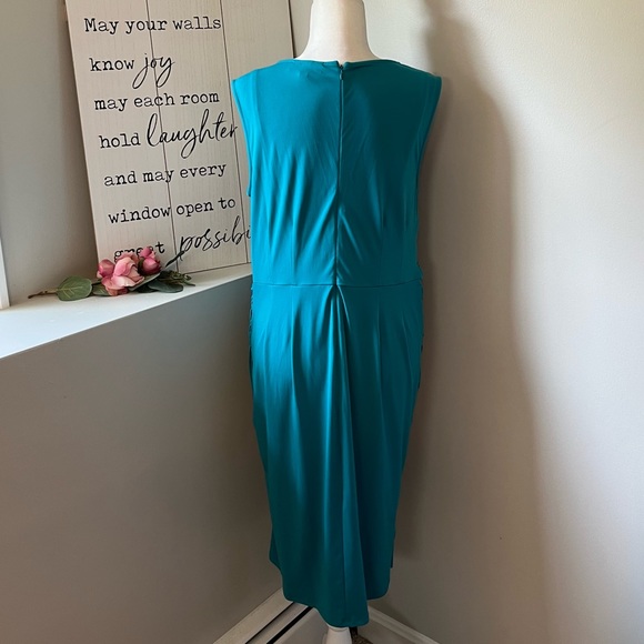 Lane Bryant Teal Ruched Sleeveless Dress - Picture 4 of 6